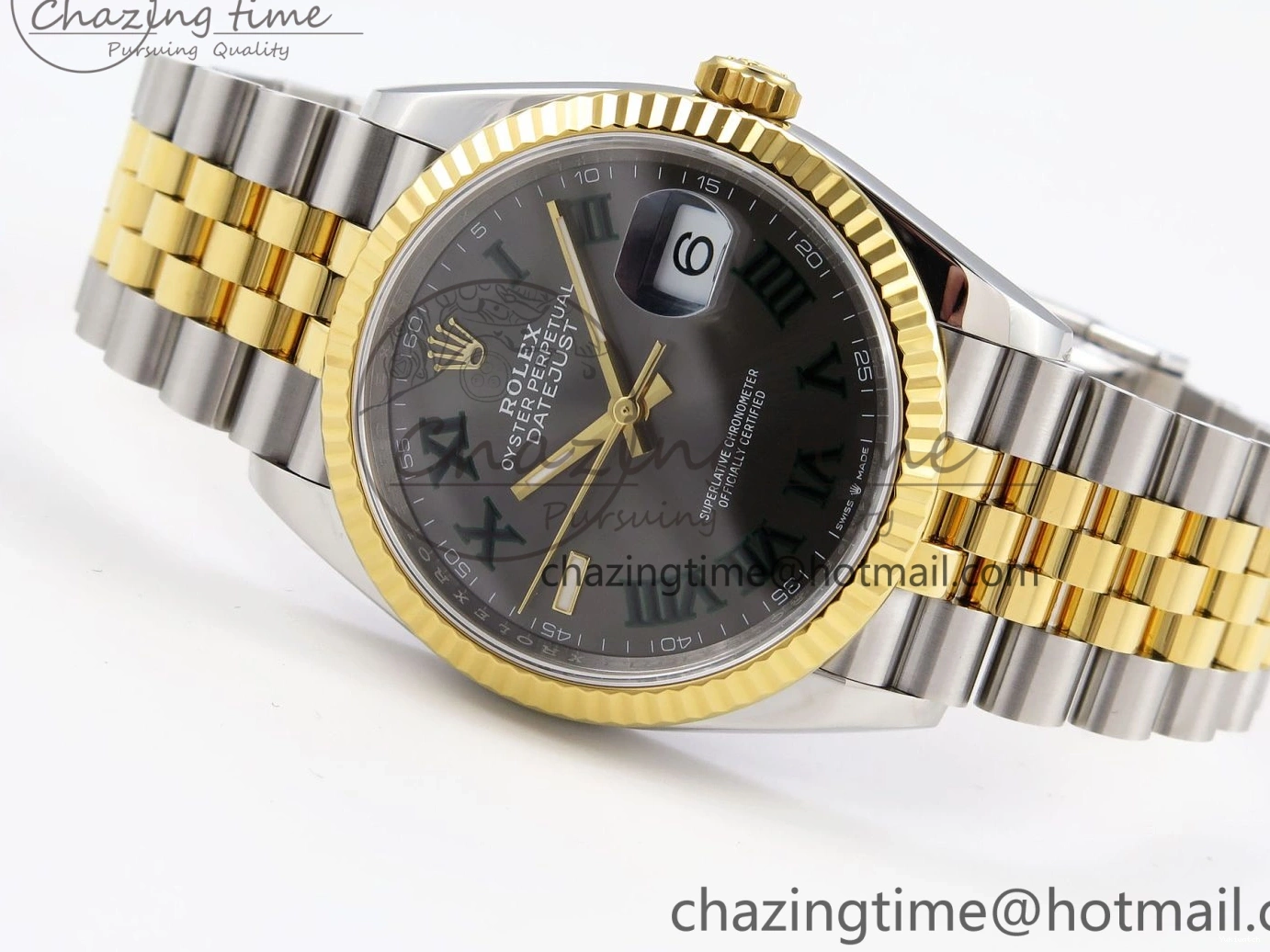 Bracelet Marker SS DateJust VSF VS3235 36 YG Roman 904L 126233 Edition 1:1 Steel Best Green Jubilee Gray on Dial 0211